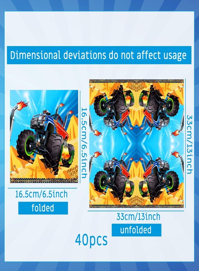 Roaring Good Time Monster Truck Party Napkins Monster Truck Birthday Party Supplies Fire Cars Napkins Dirty Bike Trucks Sign Race Car Theme Party Supplies Trucks Party Supplies Birthday Decorations 40 Pack​ ​ - Image 3
